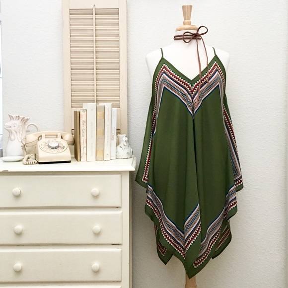 Lily White Dresses & Skirts - Lily White Handkerchief Hem Dress with Tribal Trim